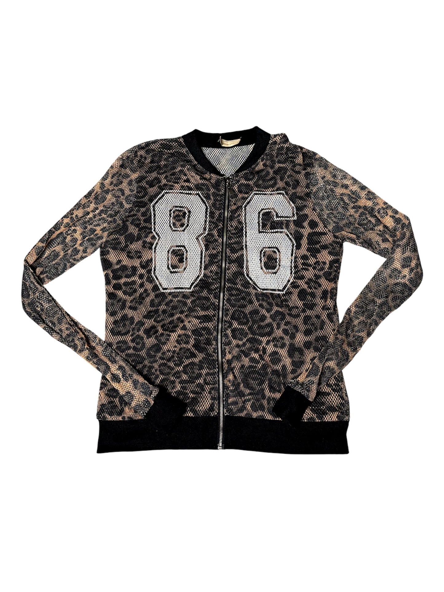 Cheetah fishnet zip up size M