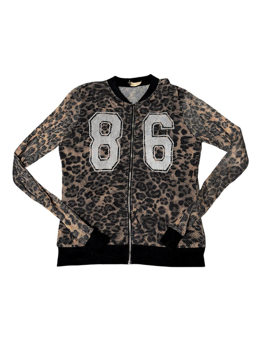 Cheetah fishnet zip up size M