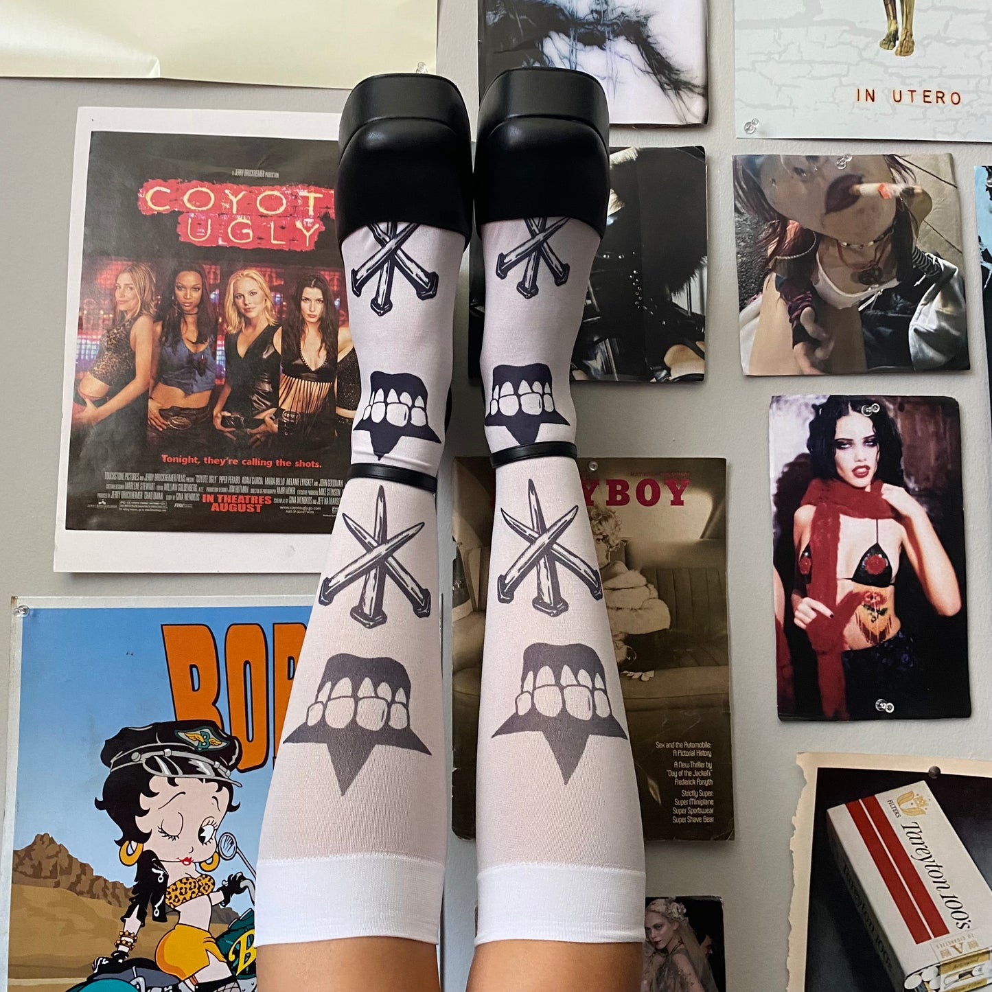 Printed under the knee socks