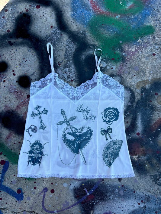 Killer Stitch 1/1 sheer graphic tank size M