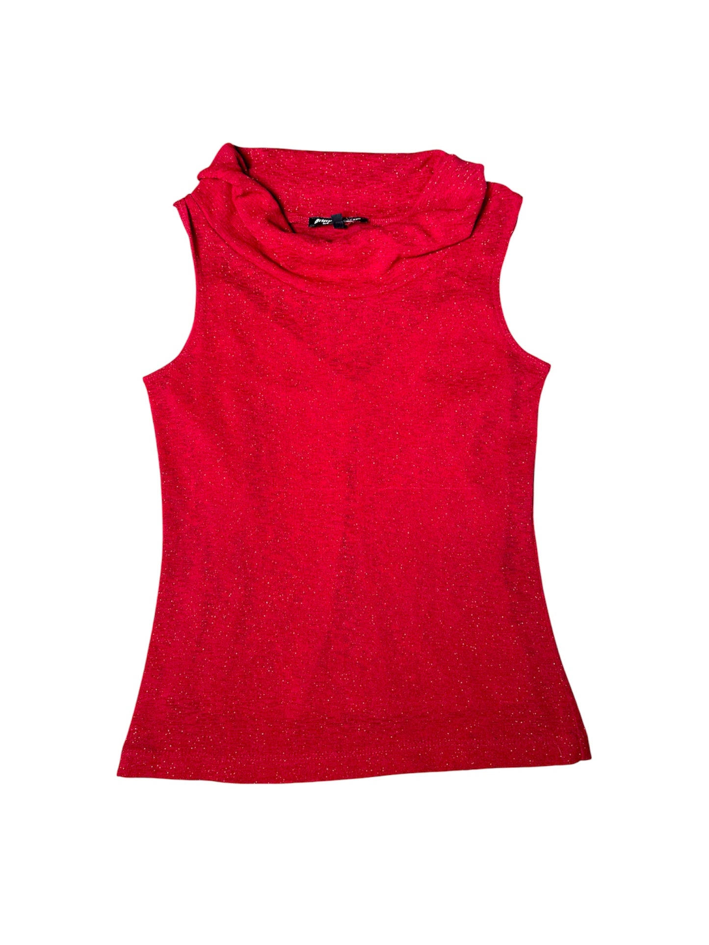 BETSEY JOHNSON red shimmer high neck mesh top size S