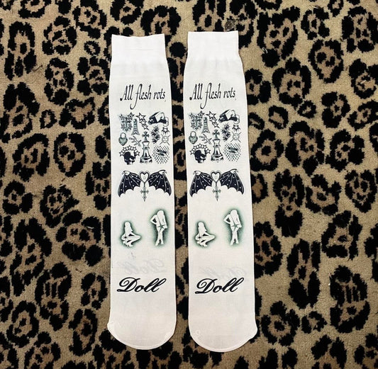 Printed under the knee socks