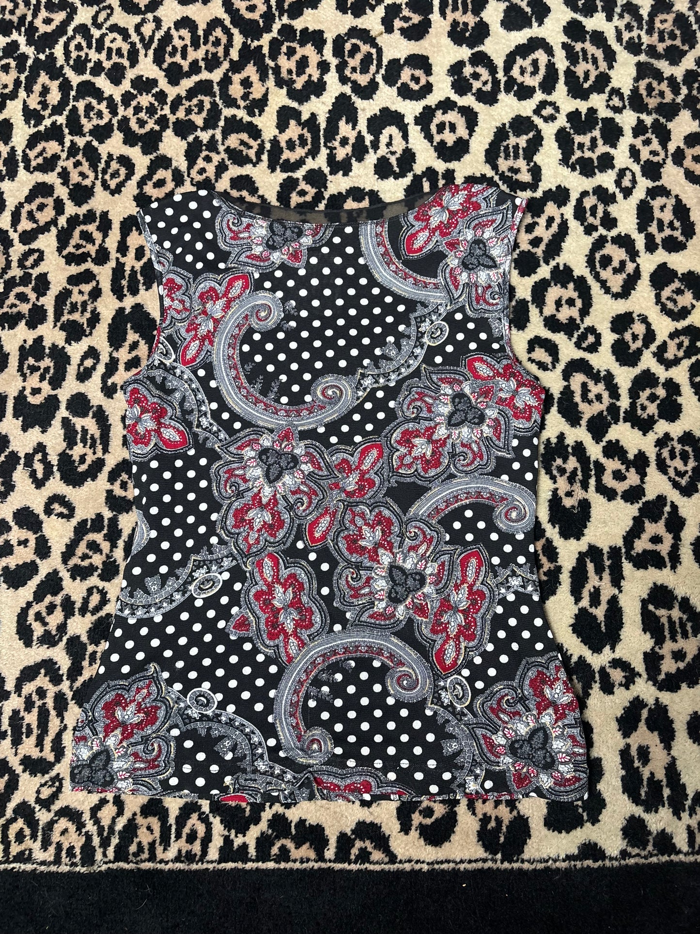 Polkadot floral mesh top size M