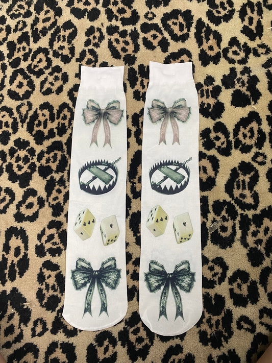 Bow printed socks