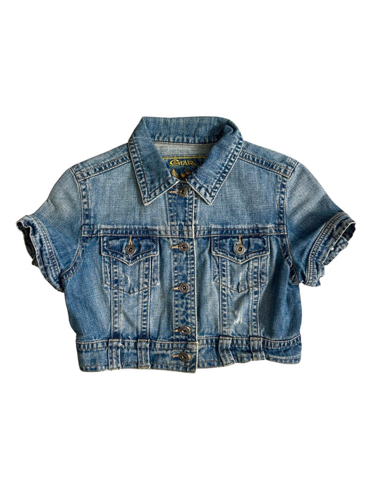 Star jeans y2k denim cropped button up top size small