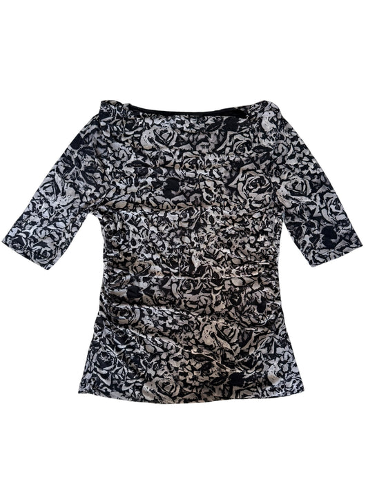 Micro Mesh Floral Print Top Size S