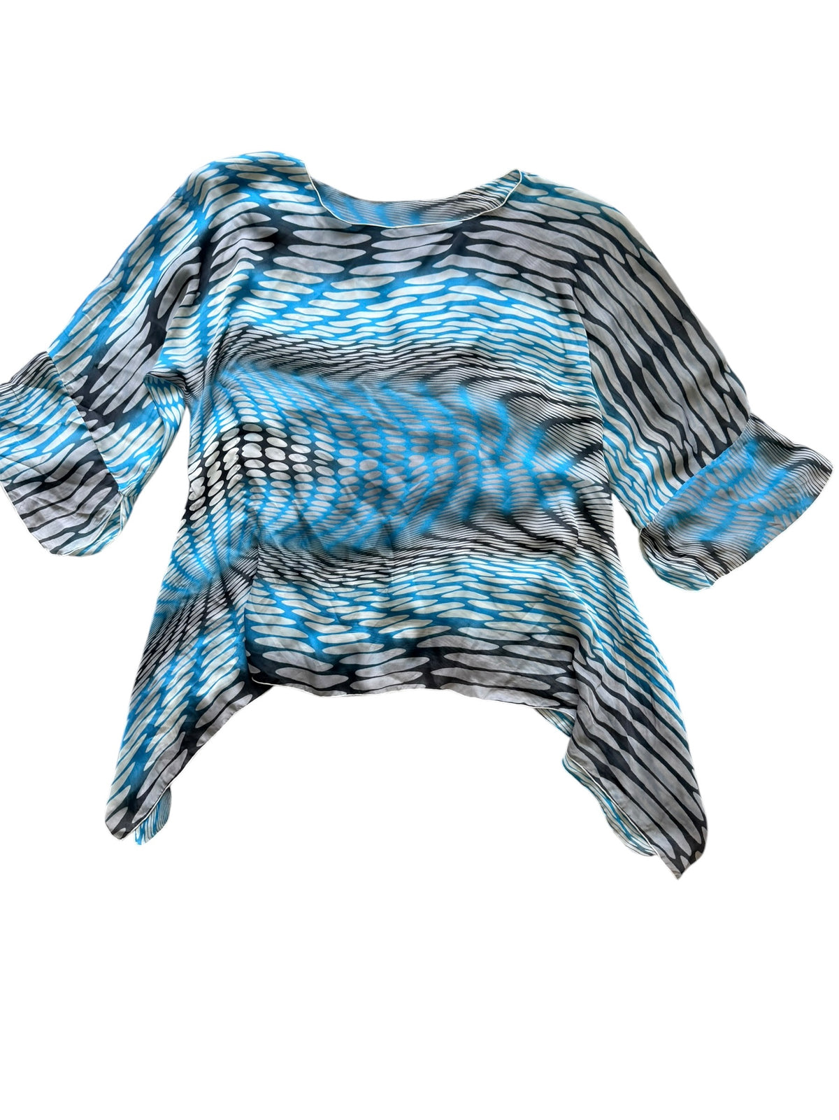 Abstract Asymmetrical Sheer Tunic Top Size L