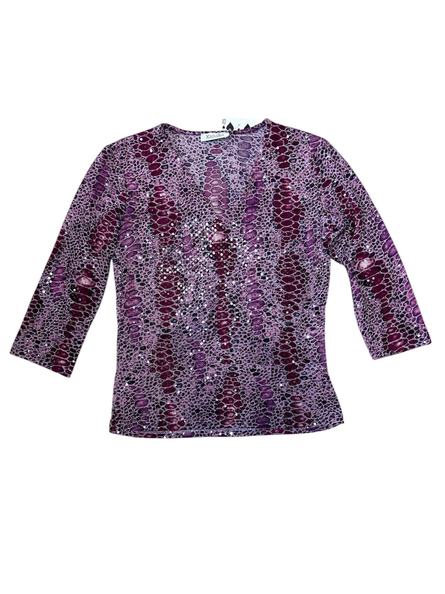 Xanaka metallic purple snakeskin 3/4 top size M