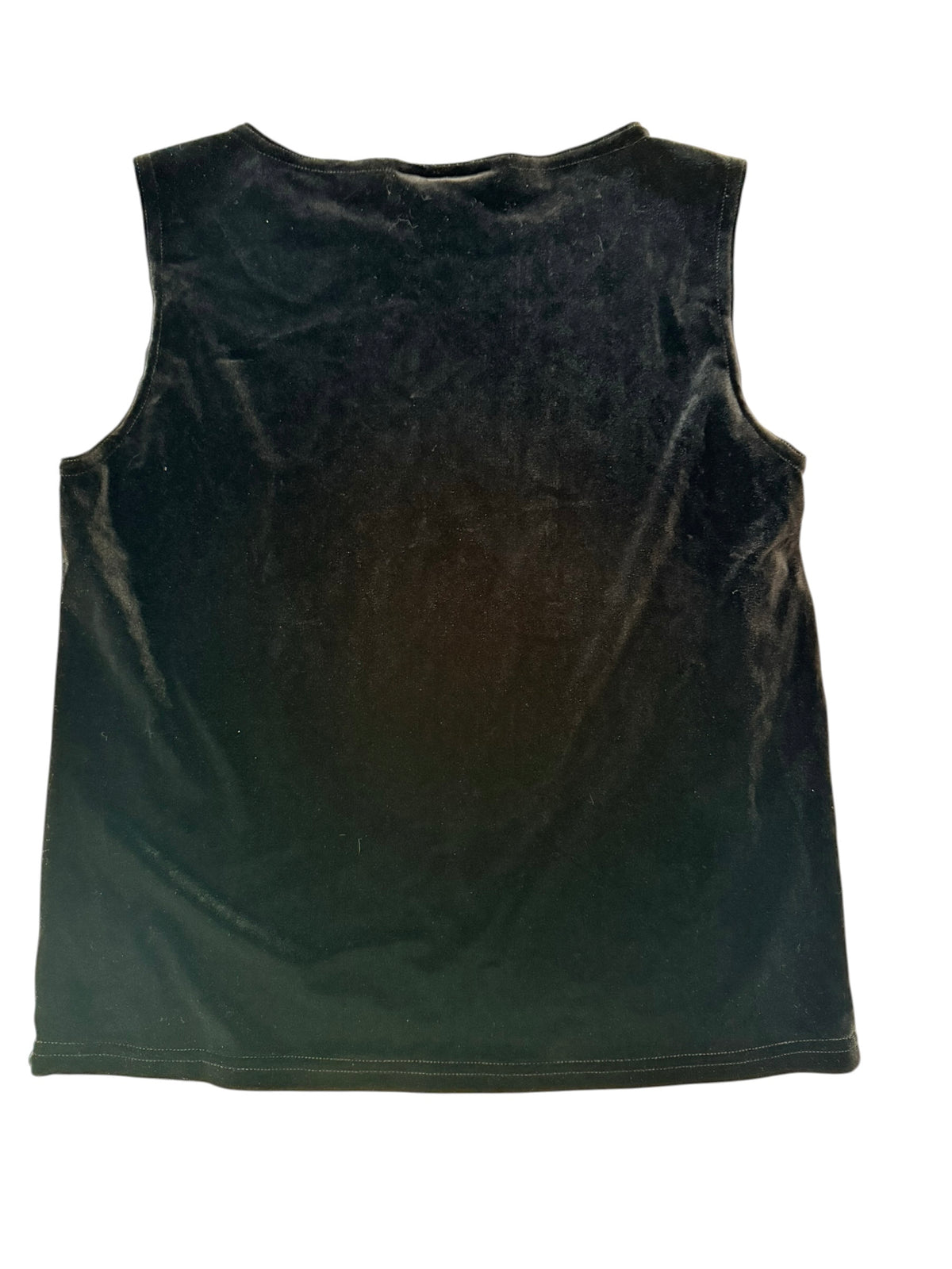 Black Velvet Gold Floral Vine Sleeveless Top Size Medium