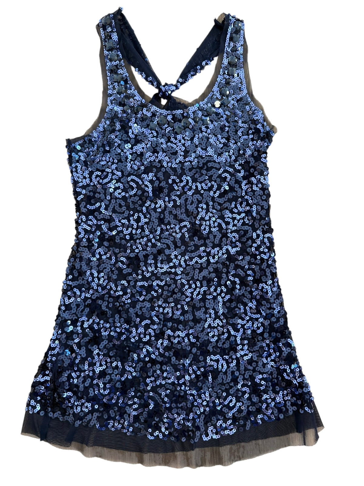 Blue And Black Sequin Top Size M