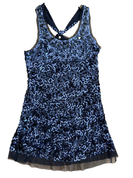 Blue And Black Sequin Top Size M