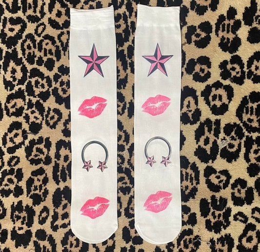 Printed under the knee socks