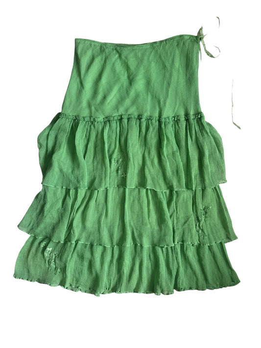 Silk ruffle maxi w beading & embroidery size L-XL