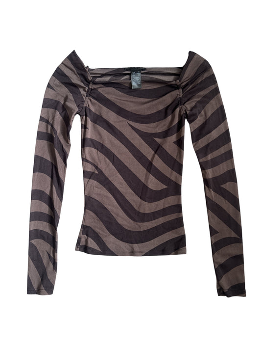 Micro mesh off shoulder patterned ls size XS