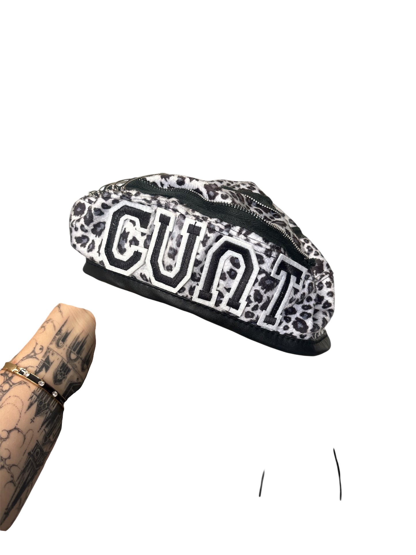 Eternal Bella upcycled animal print beret