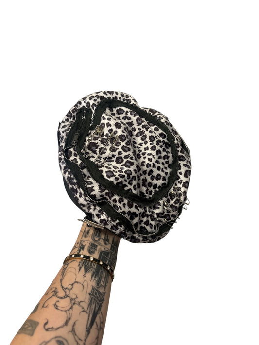 Eternal Bella upcycled animal print beret