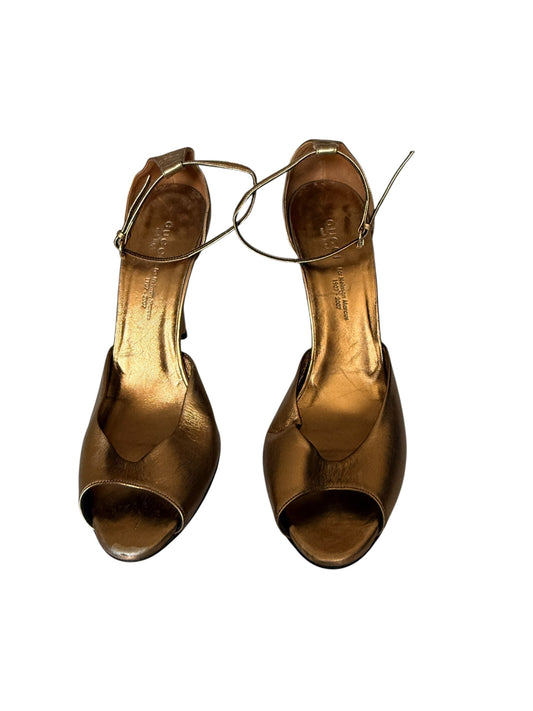 Gucci Crystal Bamboo Peep Toe D'Orsay Heels Size 8.5