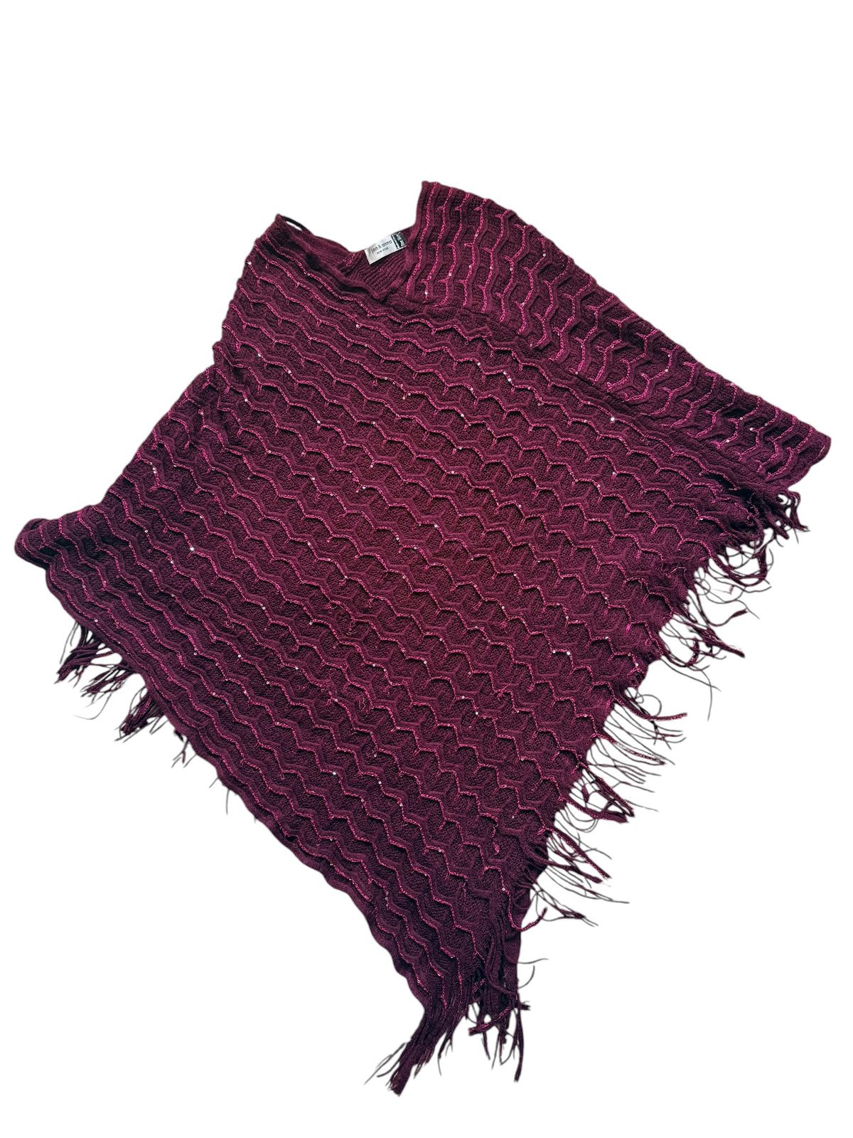 Maroon Knit Poncho Size One Size Fits All