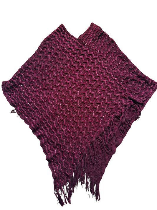 Maroon Knit Poncho Size One Size Fits All