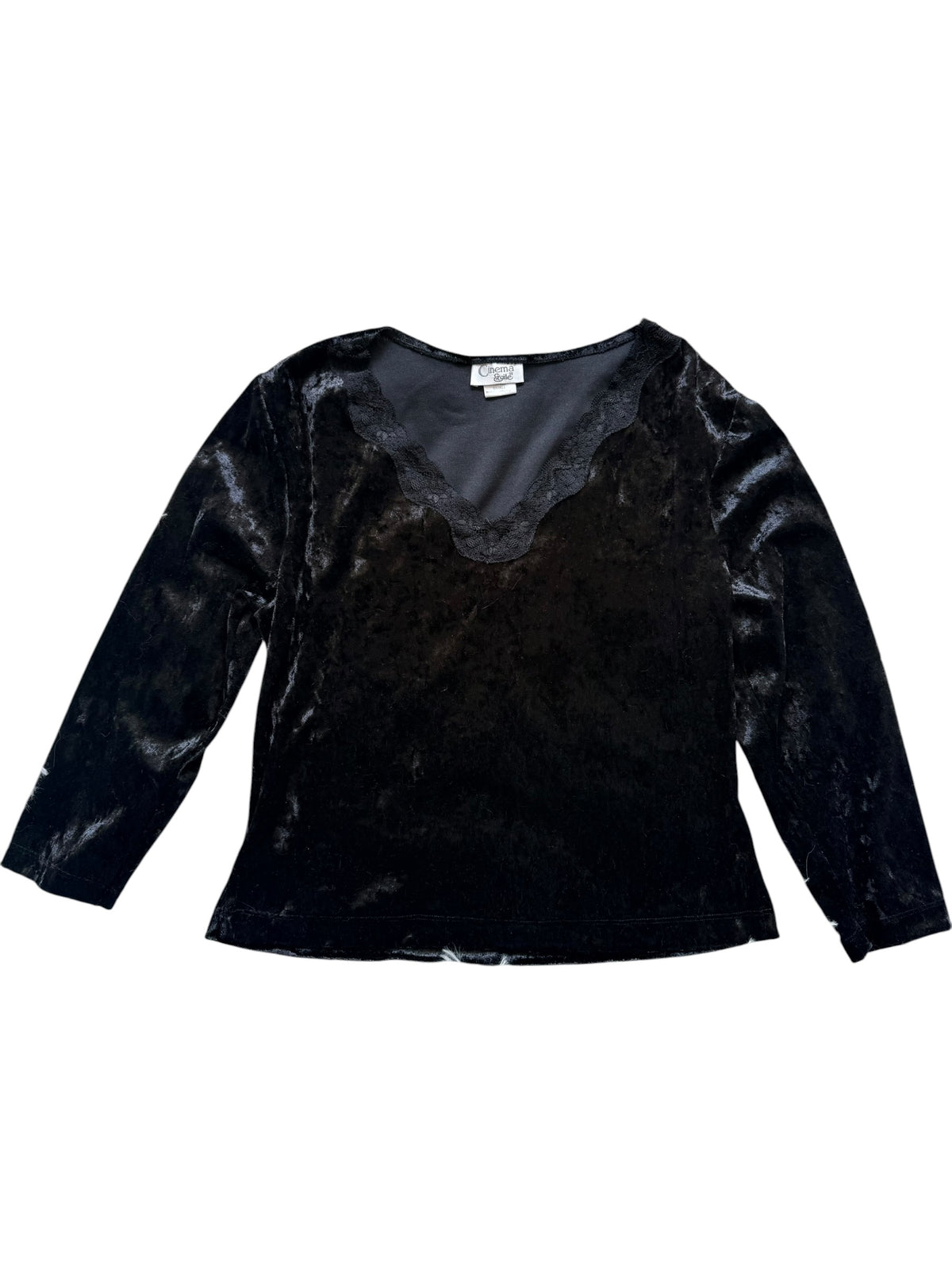 Black Crushed Velvet Top Size S