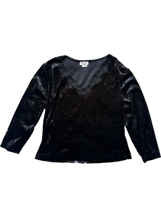 Black Crushed Velvet Top Size S