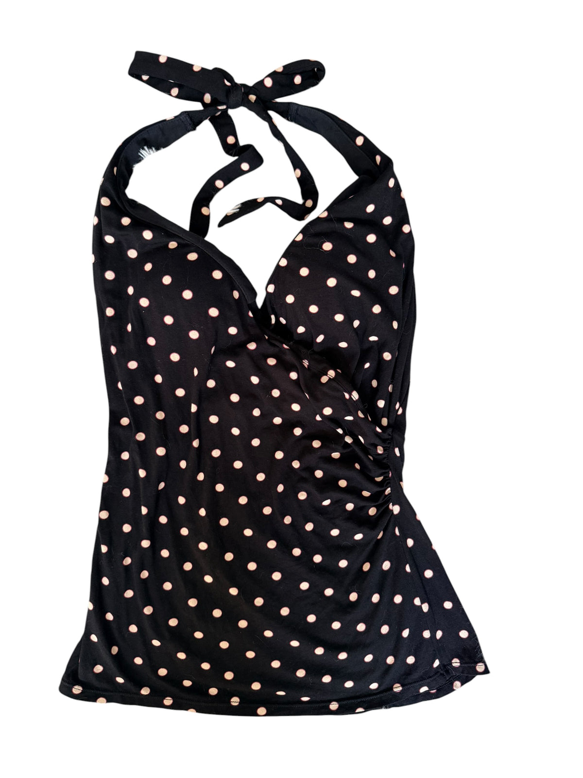 Black And White Polka Dot Push-up With Underwire Halter Top Size 34B