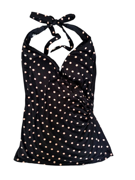 Black And White Polka Dot Push-up With Underwire Halter Top Size 34B