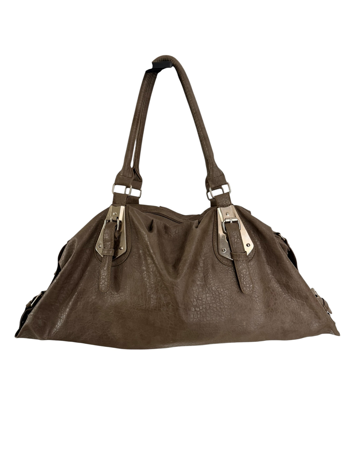 Faux Leather Bag With Silver Hardware
