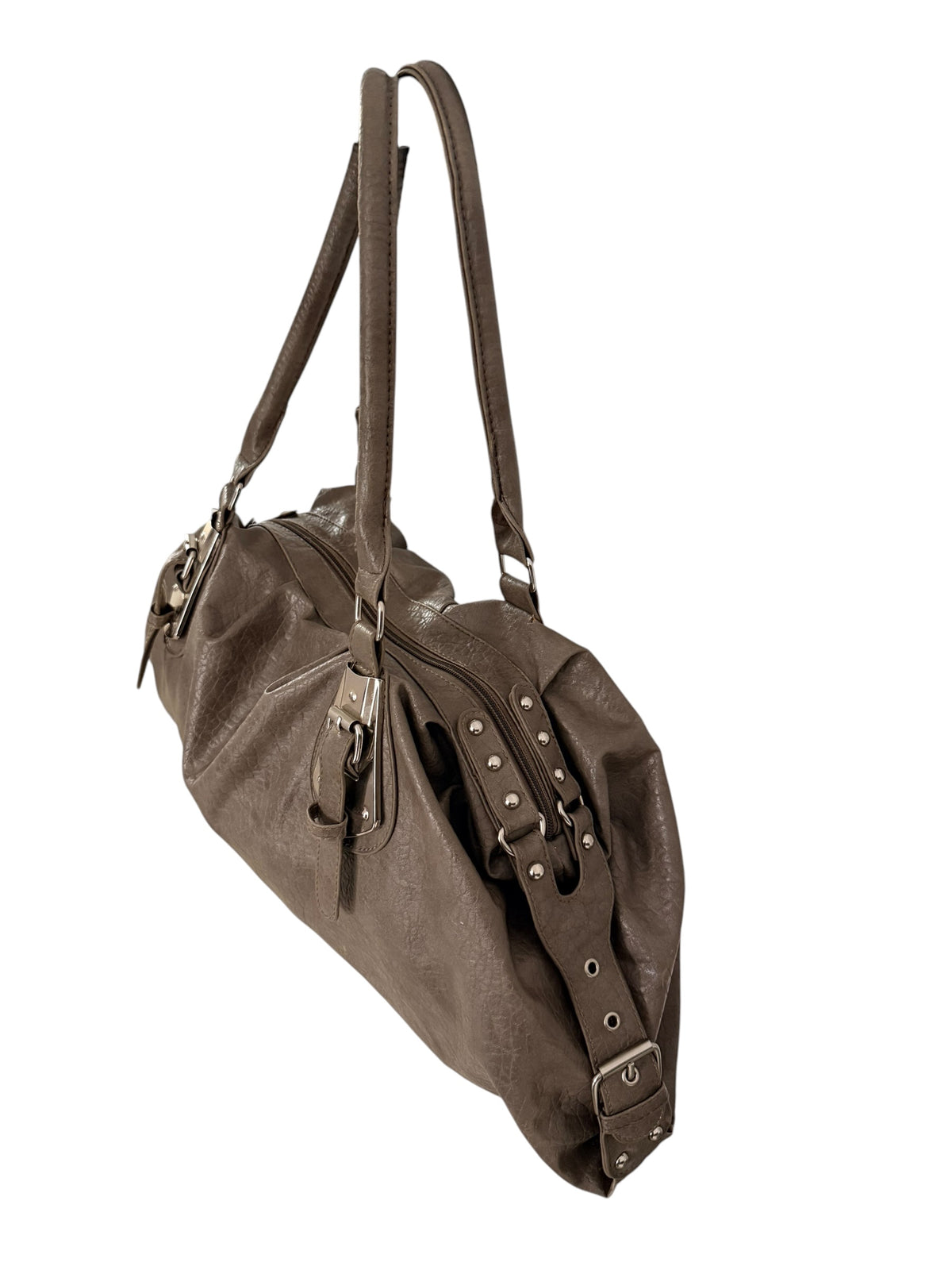 Faux Leather Bag With Silver Hardware