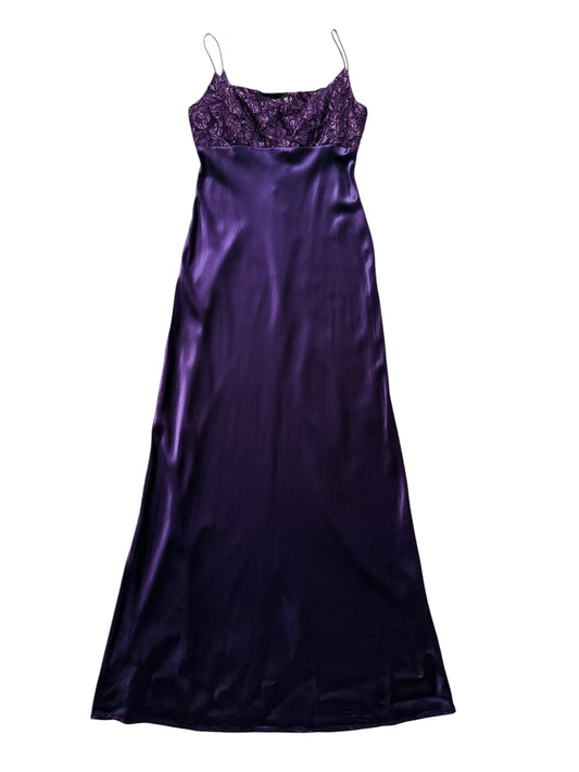 Purple Sateen Dress With Embroidery Size 7/8