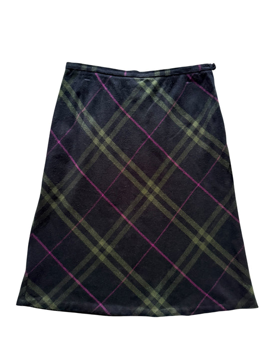 Wool Plaid A-Line Skirt Size 12