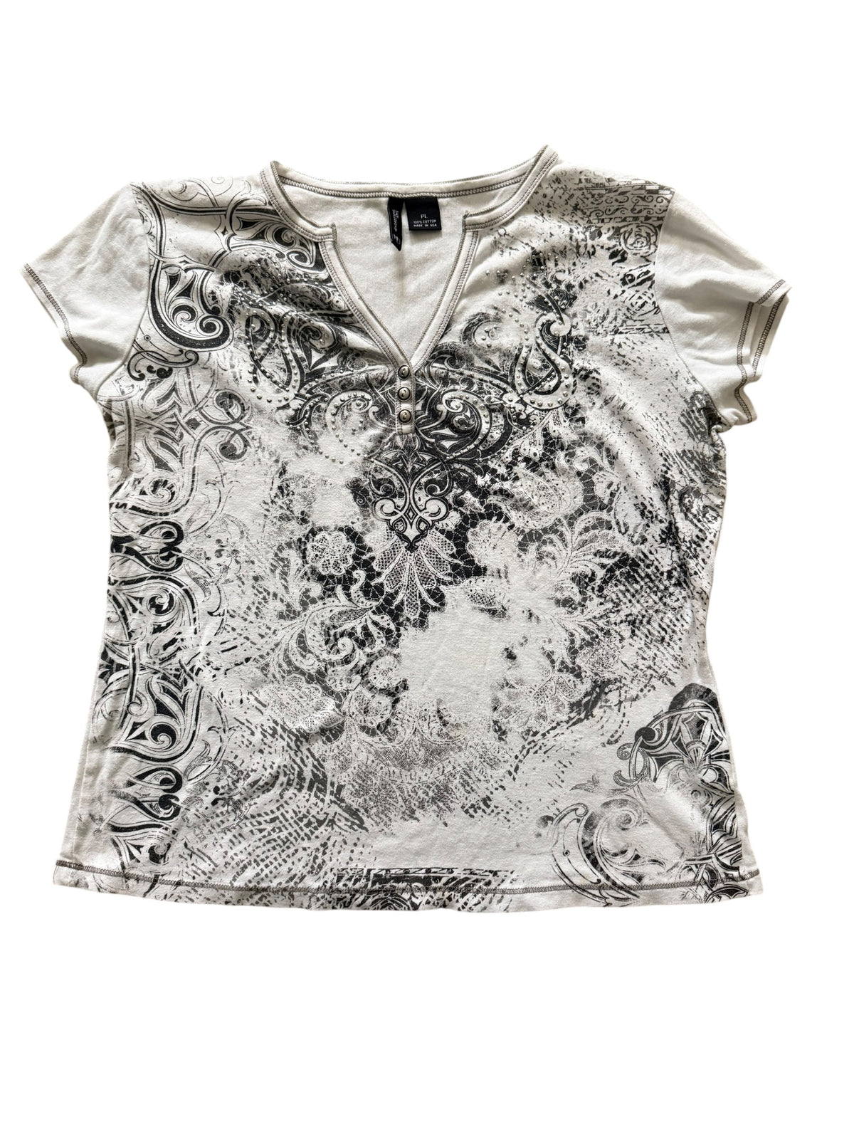 Studded V-Neck Top Size L