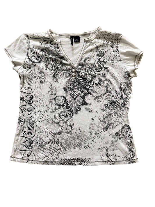 Studded V-Neck Top Size L