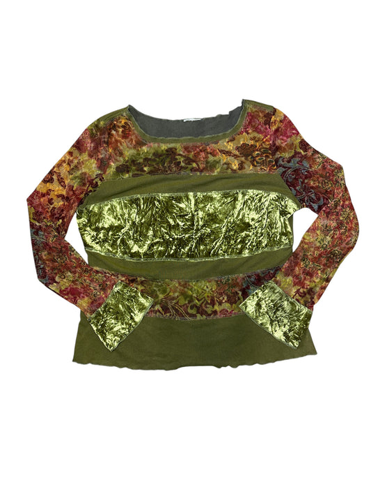 green mesh velour top size M-L
