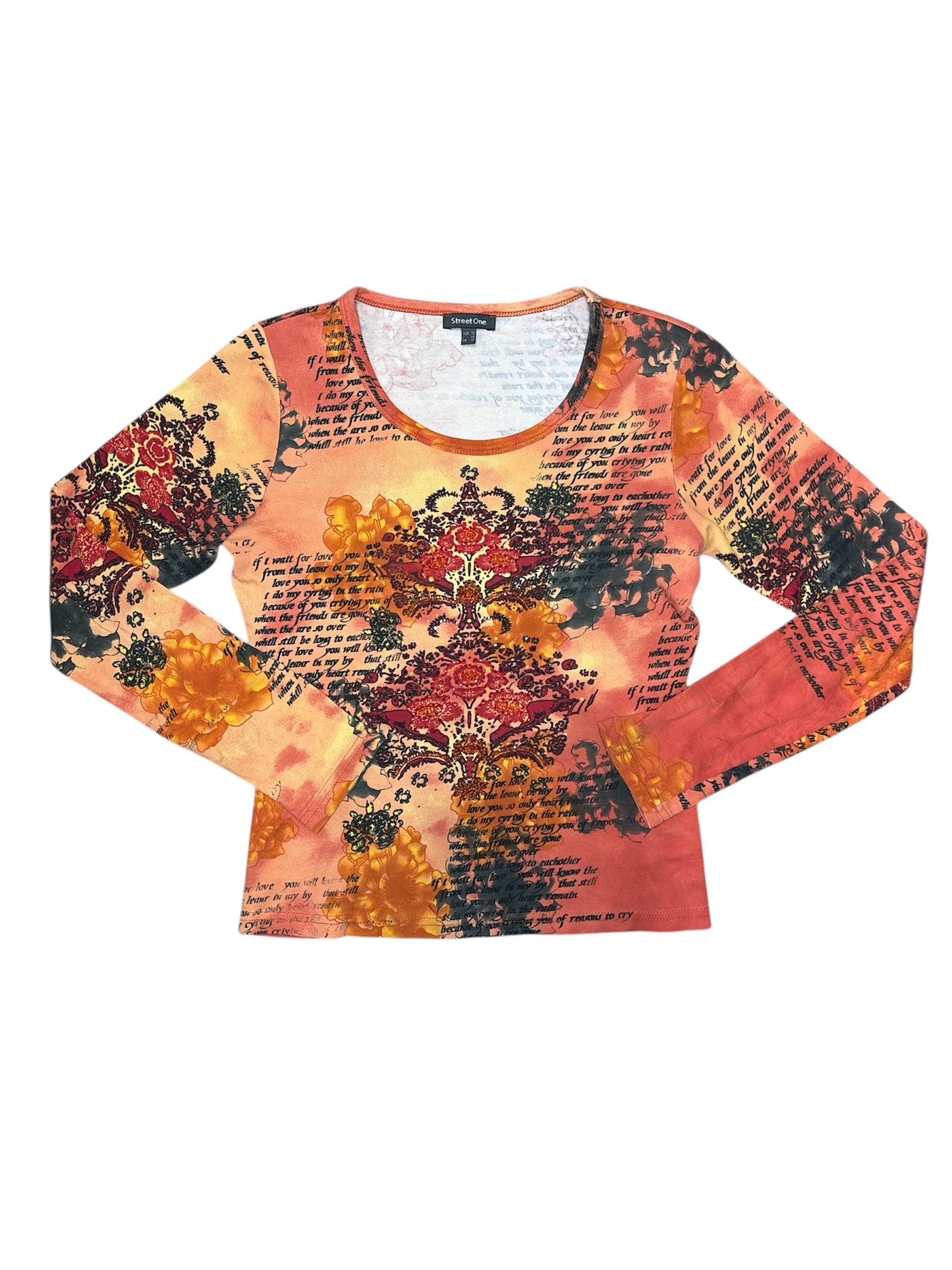 Street one orange patterned beaded ls size M