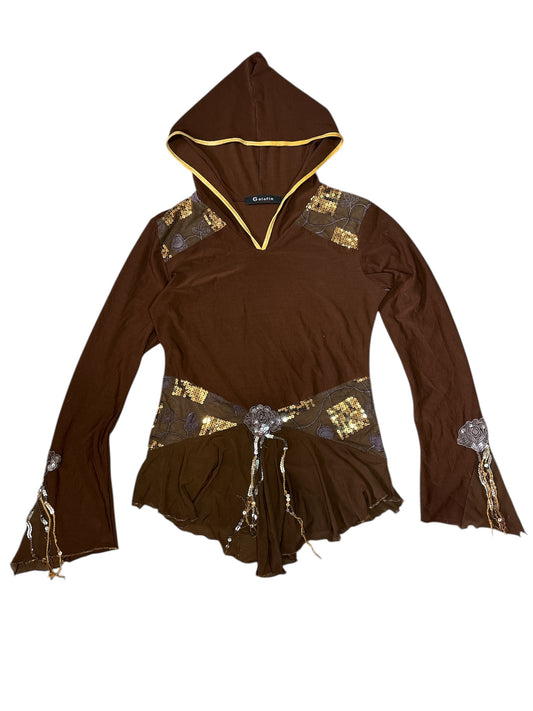Galafin hooded sequin ls size small