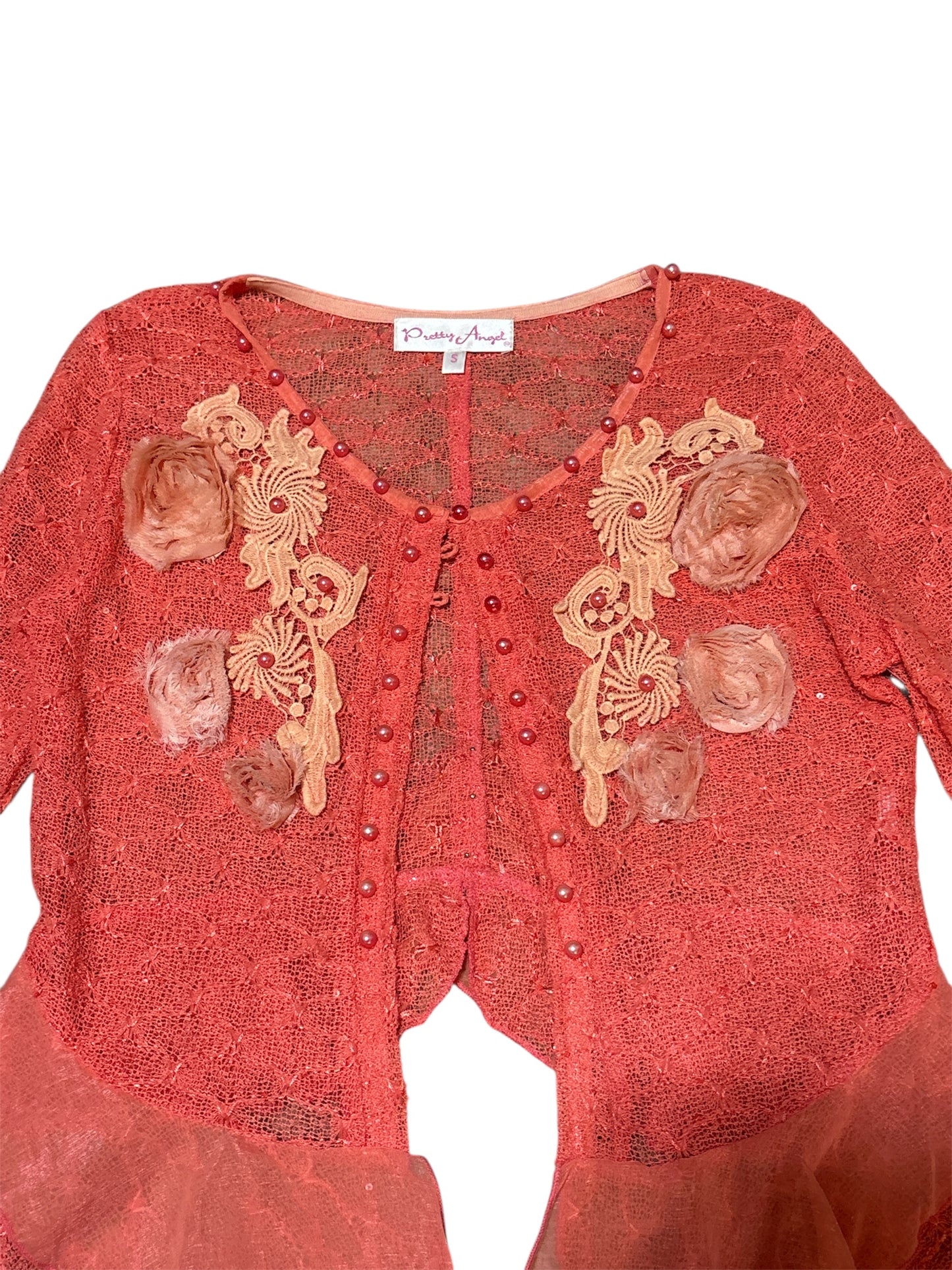 Pretty Angel cardigan w rosettes size small