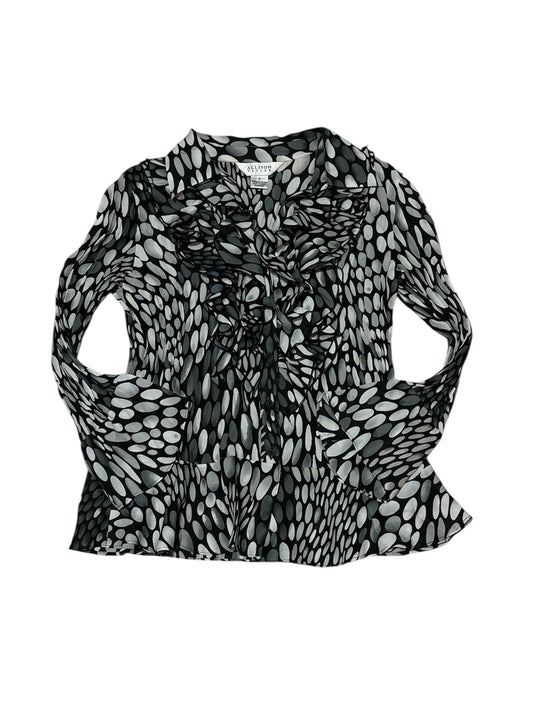 Allison Taylor accordian polka button up ls with ruffles size M