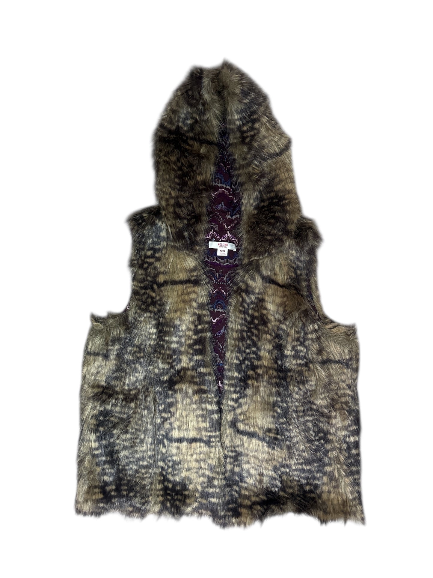 Faux fur hooded vest size xl