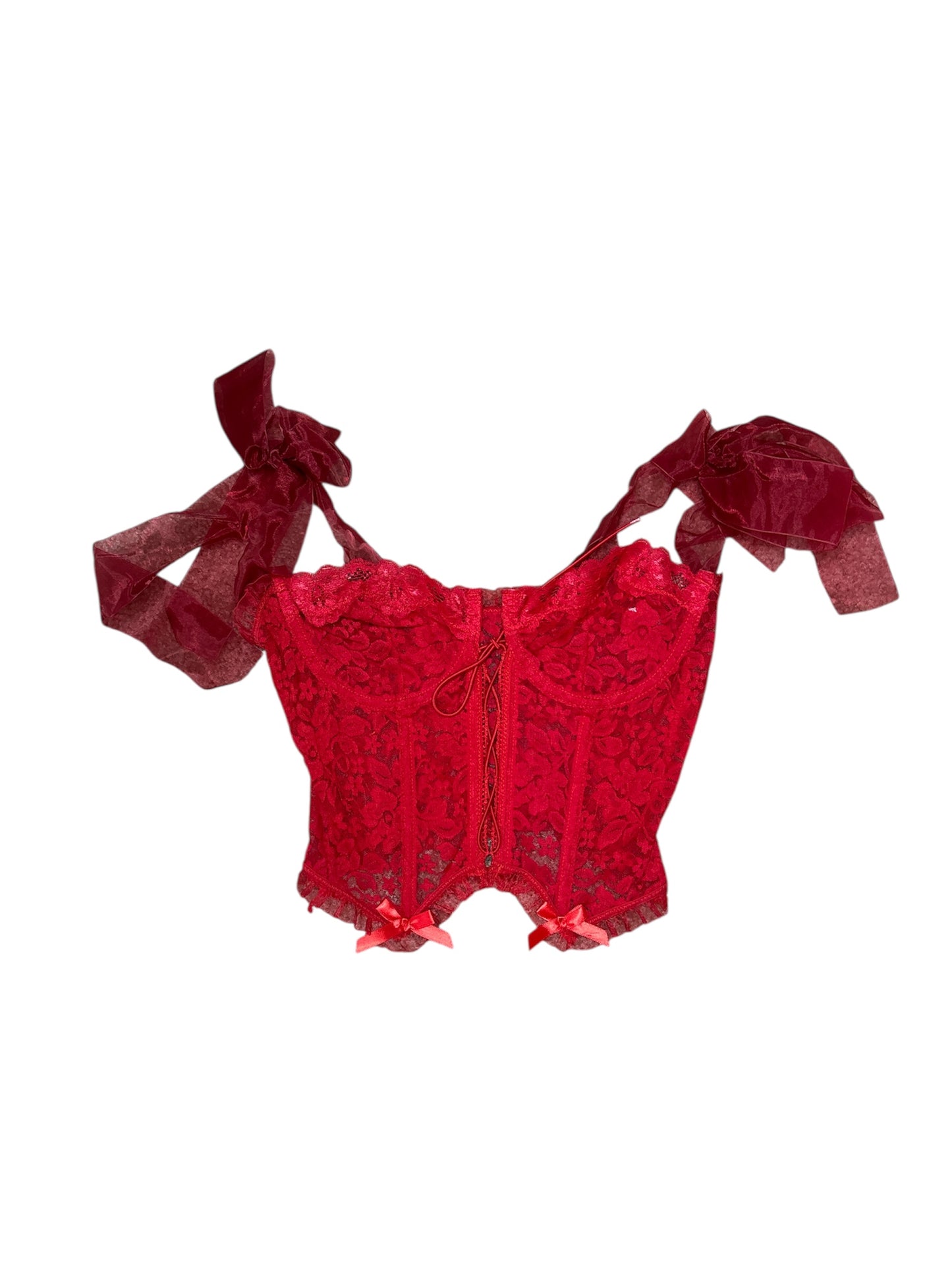 Front tie ribbon corset top size C