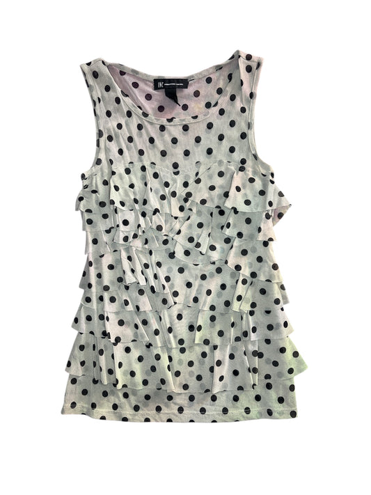 Micro mesh gray & black polka ruffle tank size small