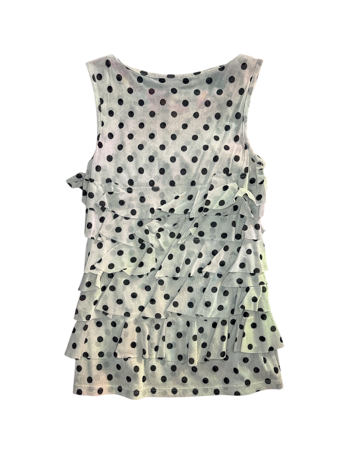 Micro mesh gray & black polka ruffle tank size small