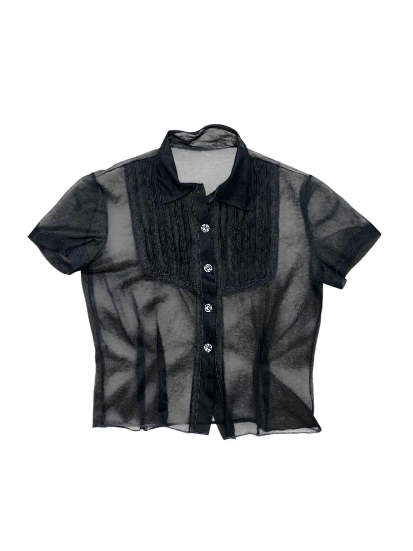 Sheer mesh button up top size small