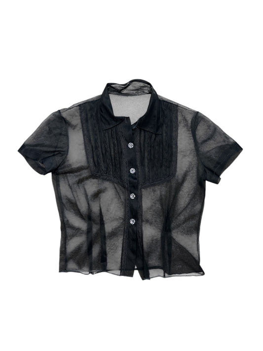 Sheer mesh button up top size small