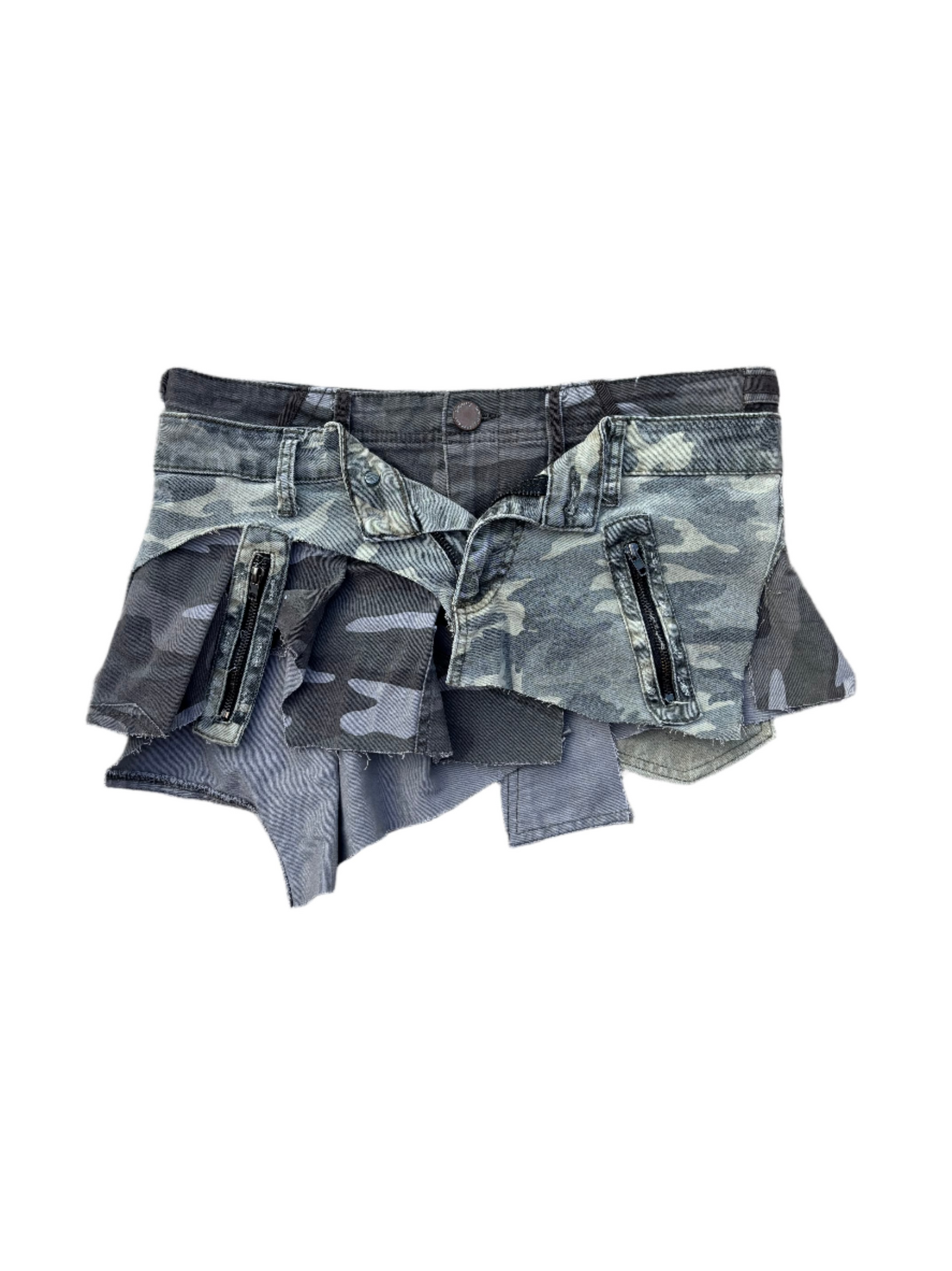 Eternal Bella 1 of 1 stacked asymmetrical camo micro skirt size 4