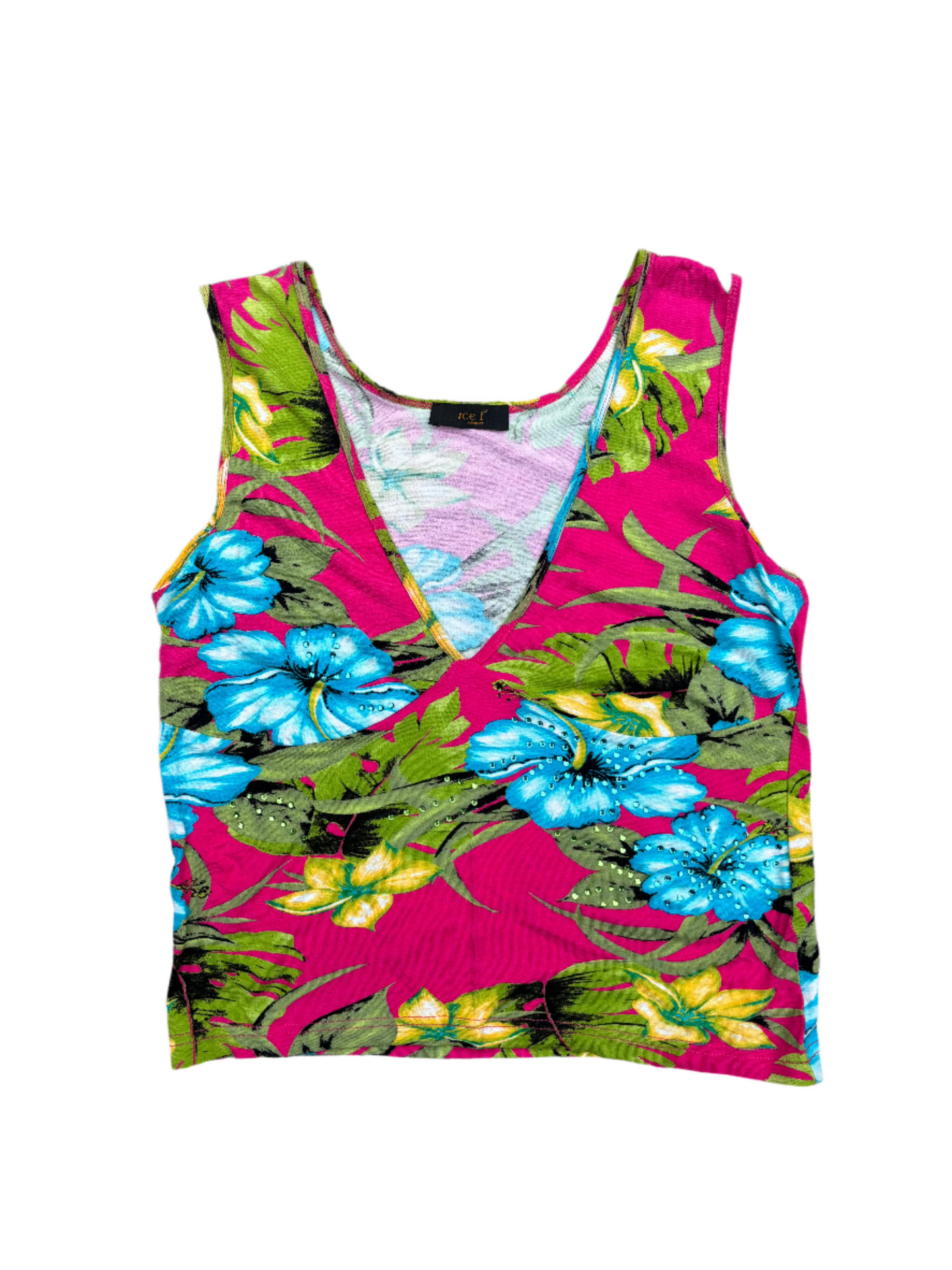 Ice I London rhinestone tropical tank size Large